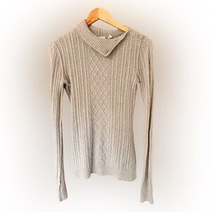 Inhabit Taupe Cable Knit Turtleneck Sweater